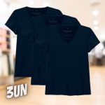 Kit 3 Camisetas Babylook Básicas Gola V, Basicamente, Feminina na Amazon