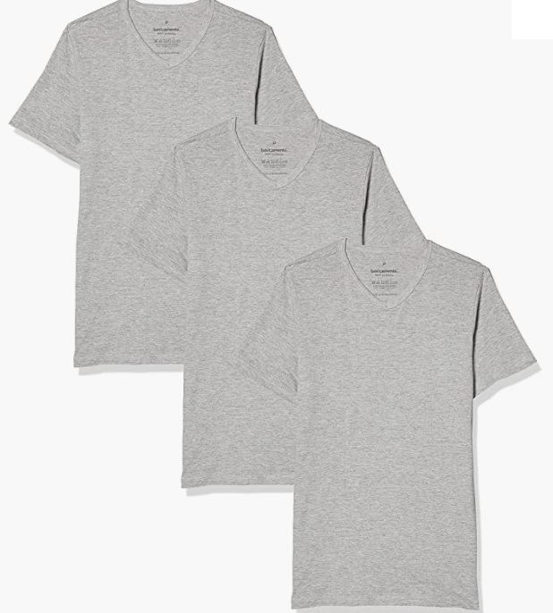 Kit 3 Camisetas Básicas Gola V, Basicamente, Masculino na Amazon