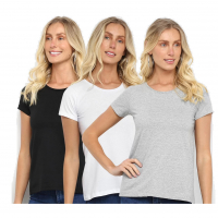 Kit 3 Camisetas Básicos Feminina - Preto na Zattini