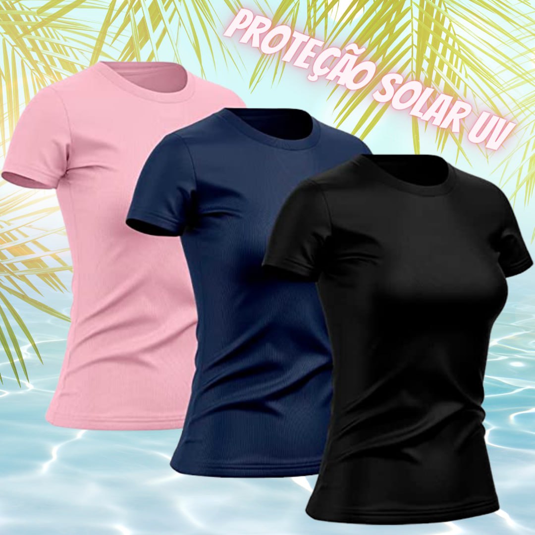 Kit 3 Camisetas Feminina Dry Básica Lisa Proteção Solar UV Térmica Camisa Blusa na Amazon