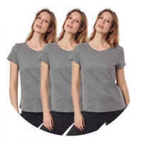 Kit 3 Camisetas Loungewear, Basicamente, Feminina na Amazon