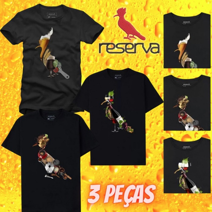 Kit 3 Camisetas Pica Pau Cerveja Reserva – Preto na Zattini
