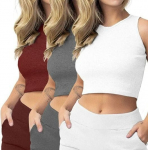 Kit 3 Conjuntos Regata Feminina + Short Feminino Fresquinho Verão (4 Opções) na Amazon