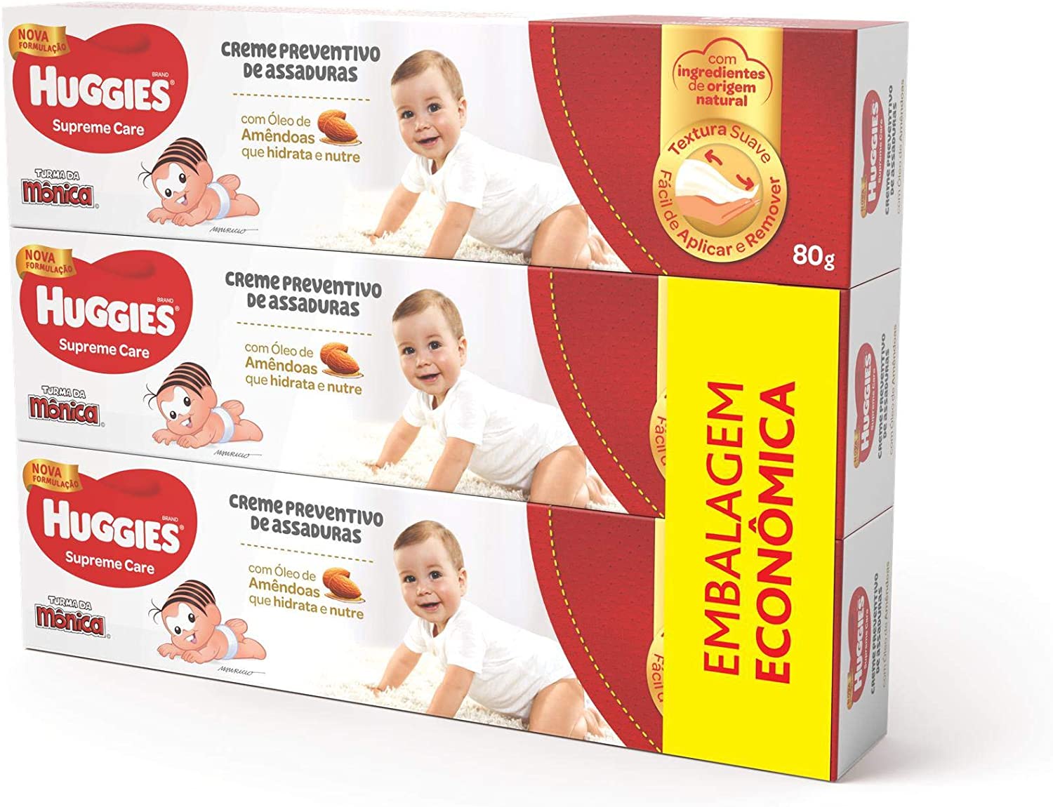 Kit 3 Cremes de Assaduras Huggies Supreme Care – 80g, Huggies, Vermelha, pacote de 3 na Amazon