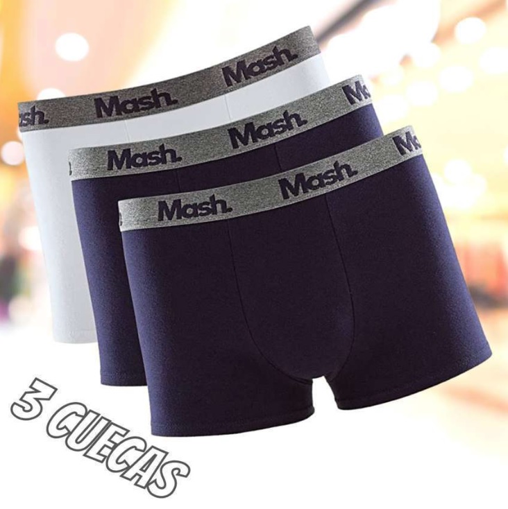 Kit 3 Cuecas Boxer Algodão, Mash, Masculino na Amazon
