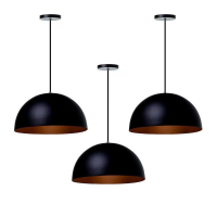 Kit 3 Lustres Pendentes Meia Lua Preto 40 Cm - Marketplace na Extra