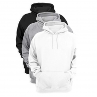 Kit 3 Moletom Liso Blusa De Frio Flanelado Canguru Preto/Branco/Cinza - Marketplace na Dafiti
