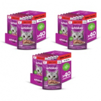 Kit 3 Packs De Ração Úmida Whiskas Sachê Carne Ao Molho Para Gatos Adultos - 120 Sachês 85g na Amazon