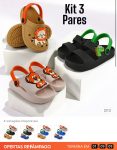 Kit 3 Pares Sandália Infantil Menino Babuche Confortável e Papete Escolar Volta as Aulas na Shopee