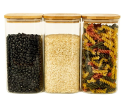 Kit 3 Potes de Vidro 1,4L com Tampa Bambu Herméticos – Oikos na Amazon