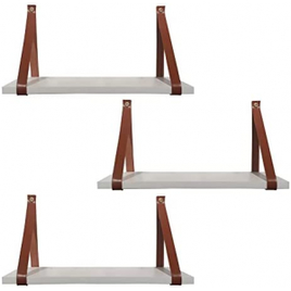 Kit 3 Prateleiras Branca em MDF 60x15cm com Alça Caramelo  - RCS Decorações na Amazon