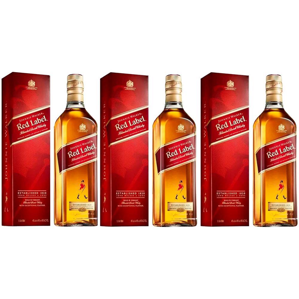 Kit 3 Whisky Johnnie Walker Red Label 750ml na Casas Bahia