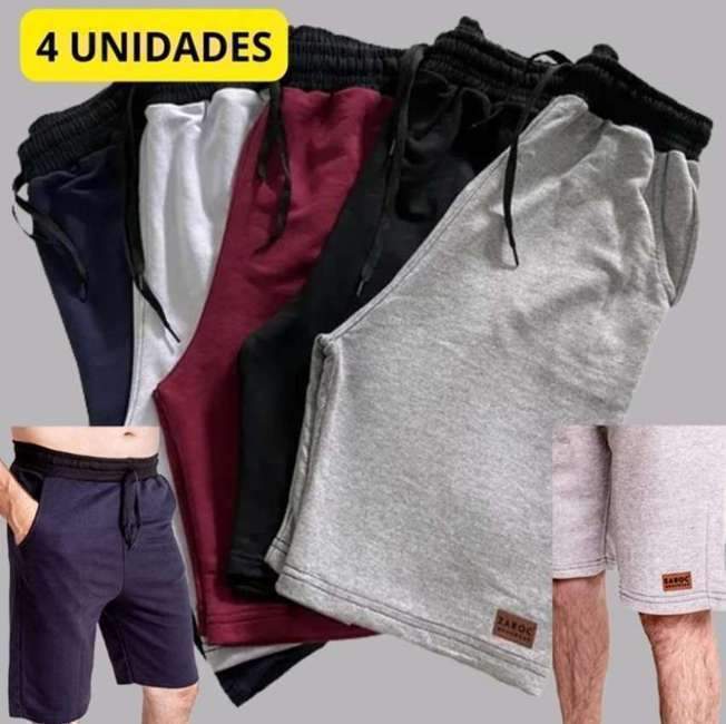 Kit 4 Bermudas Shorts Moletom Masculina Academia by ZRC na Amazon