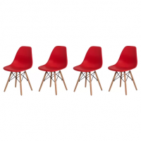 Kit 4 Cadeiras Eames Eiffel - Vermelho na MadeiraMadeira