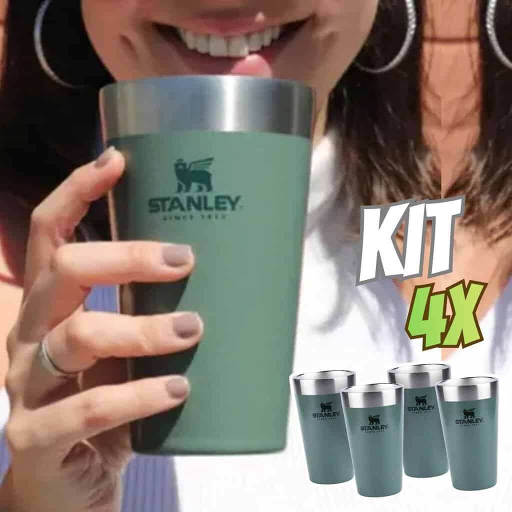Kit 4 Copos Térmicos de Cerveja Stanley Hammertone Green | 473ML na Stanley