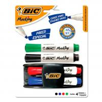 Kit 4 Marcadores De Quadro Branco BIC Marking Cores Clássicas + 1 Apagador, Ponta Resistente na Amazon