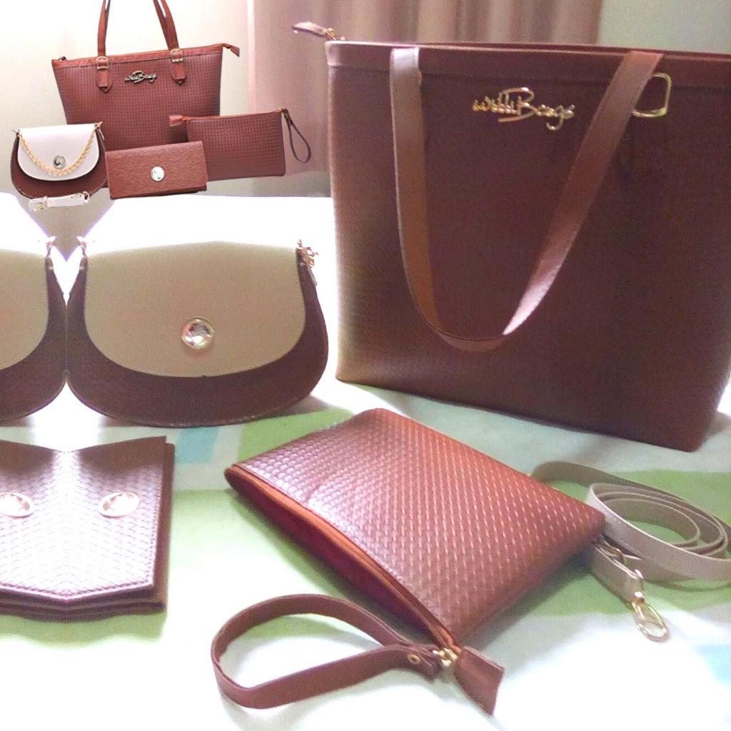 Kit 4 Peças 3 Bolsas Bag Feminina Carteira Tendência Willibags na Amazon