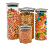 Kit 4 Potes de Vidro com Tampa Inox Hermético Redondo na Amazon