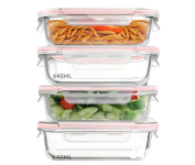 KIT 4 Potes de Vidro Retangular com Tampa Hermética 640ml na Amazon
