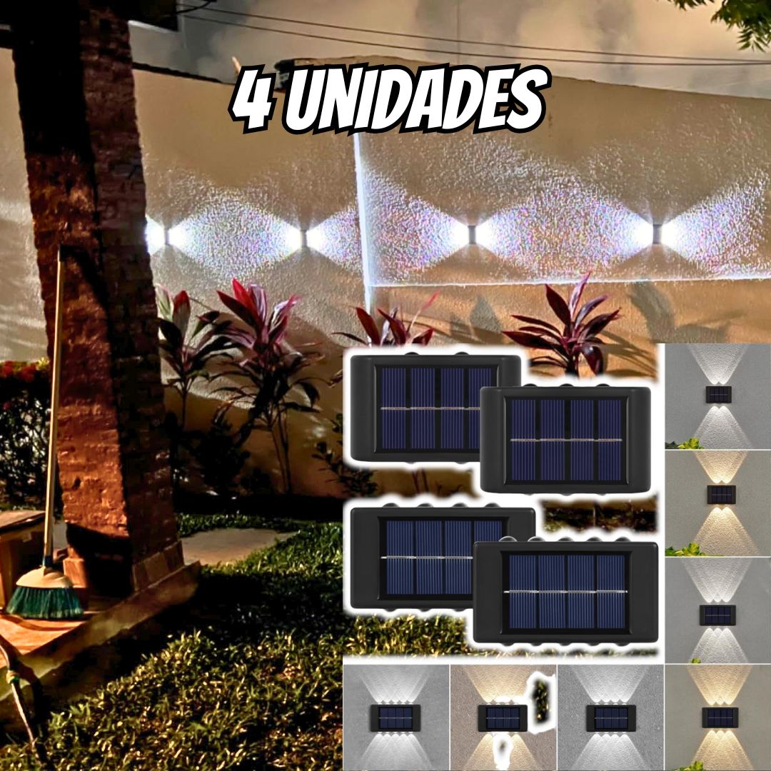 Kit 4x Arandela Solar 2 Focos Parede Slim 10 Fachos Led Externa Branco Quente Frio (Branco) na Amazon