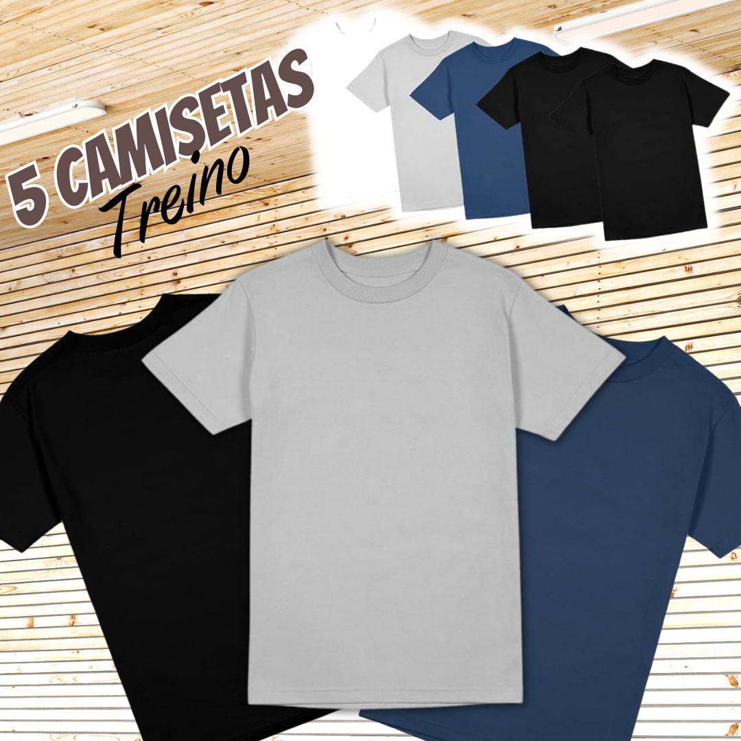 Kit 5 Camiseta Masculina Poliéster Com Toque de Algodão Camisa Blusa Treino Academia Tshrt Esporte Camisetas na Amazon