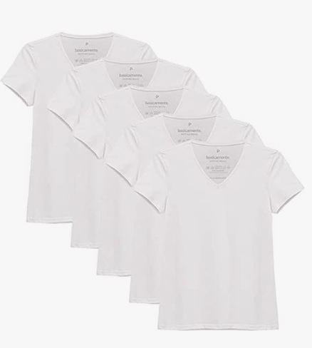 Kit 5 Camisetas Babylook Básica, Basicamente, Feminina na Amazon