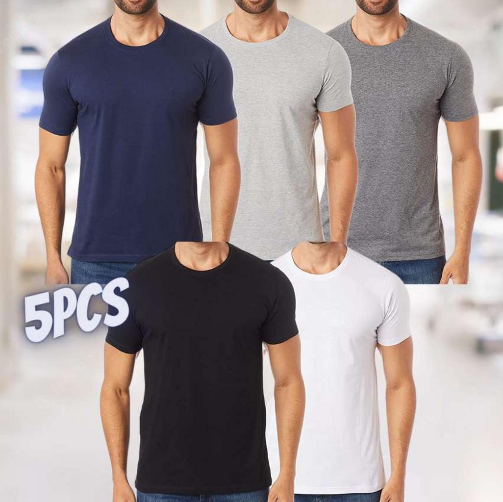Kit 5 camisetas Básica, basicamente., Masculino, Branco Preto Azul Marinho Mescla Claro Mescla Escuro na Amazon