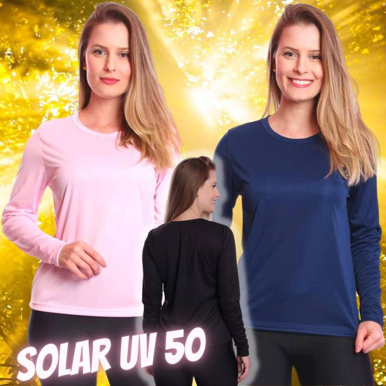 Kit 5 Camisetas Feminina Manga Longa Proteção Solar UV 50 na Amazon