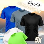Kit 5 Camisetas Masculina Dry Fit Proteção Solar UV Básica Lisa na Amazon