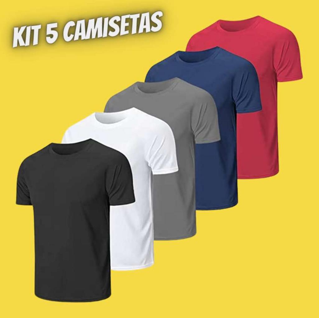Kit 5 Camisetas Masculinas Básicas Lisa Poliéster Premium na Amazon