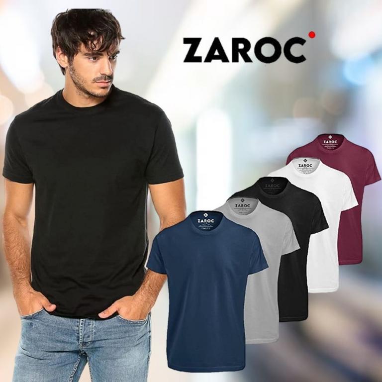 Kit 5 Camisetas Masculinas Slim Gola Algodão Premium Coloridas by ZAROC na Amazon