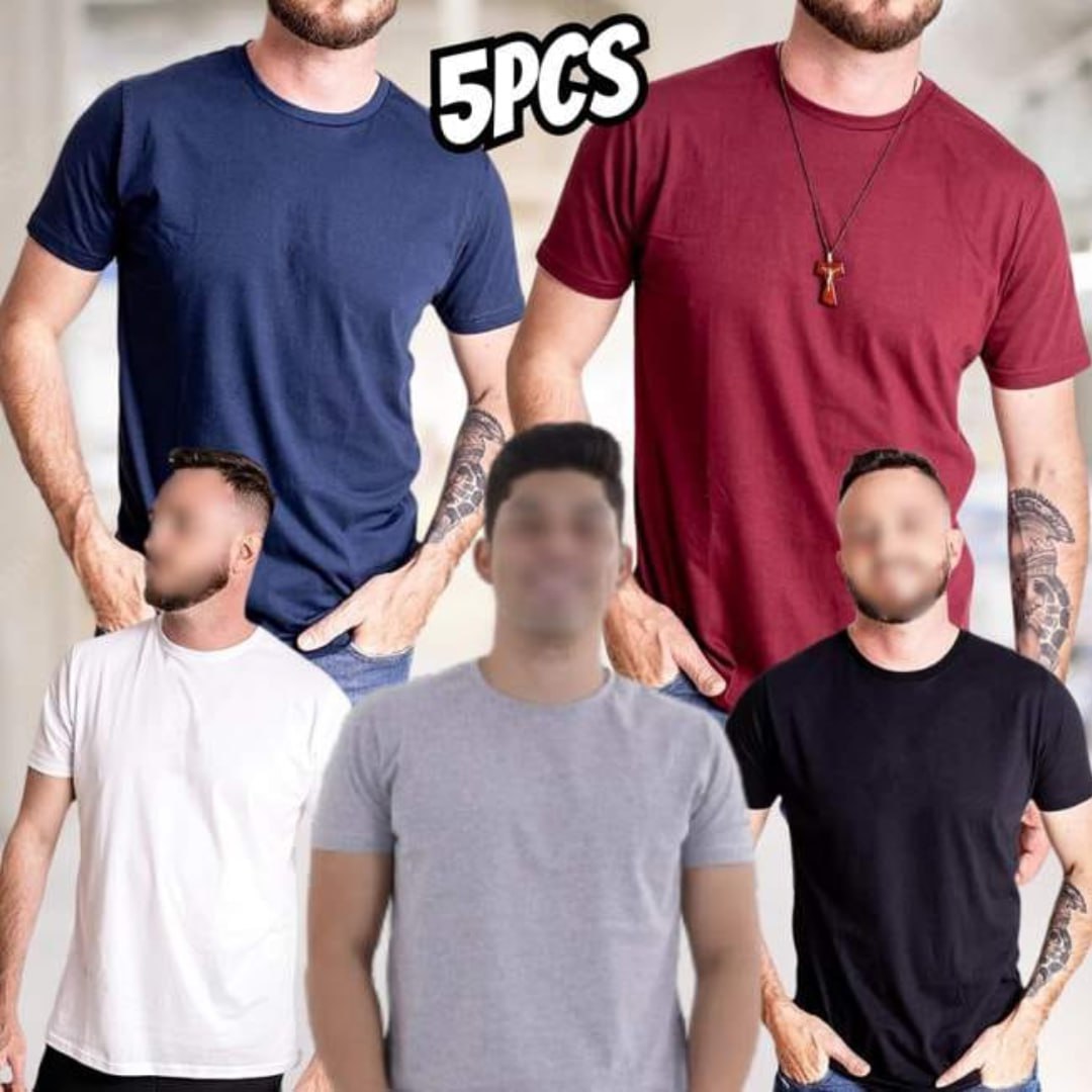Kit 5 Camisetas Masculinas Slim Gola Algodão Premium Coloridas by ZAROC na Amazon