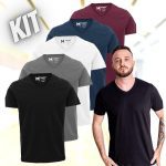 Kit 5 Camisetas Masculinas Slim Gola V Algodão Premium na Amazon