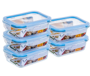 KIT 5 Potes de Vidro Retangular com Tampa Hermética – 640ml na Amazon