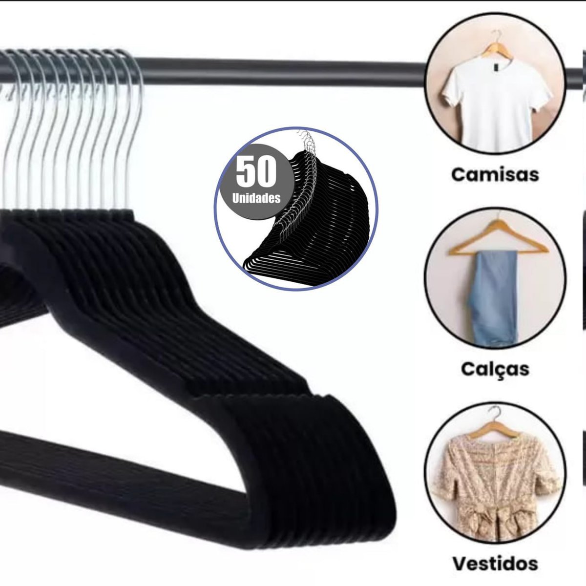 Kit 50 Cabide De Veludo Adulto Ultra Fino Antideslizante – KONTUZ HOME na Magazine Luiza