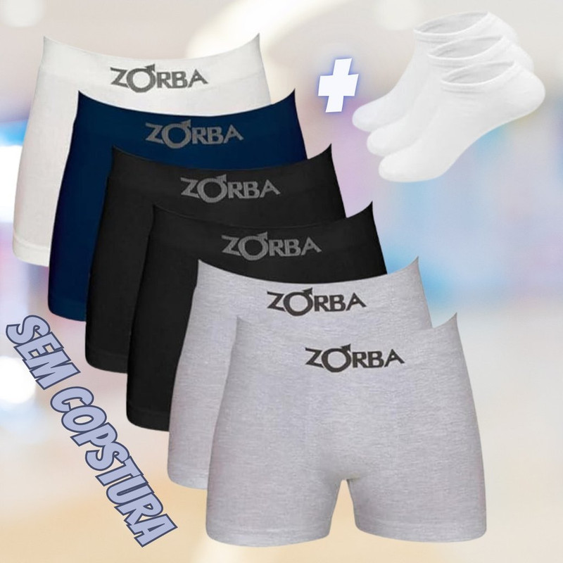 Kit 6 Cuecas Boxer 781 Sem Costura + 3 Pares de Meias na Amazon