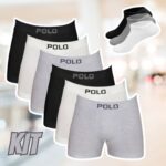 Kit 6 Cuecas Boxer Algodao Polo 781 e 3 Pares Meia M4 Premium na Amazon