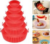 Kit 6 Formas Air Fryer Silicone Reutilizável Resistente ao Calor Antiaderente Com Alça Tamanhos Variados Pode Ser Usado Forno Microondas Geladeira (Cores Variadas) na Amazon