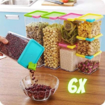 Kit 6 Potes Acrílicos com Tampa Hermético Porta Alimentos Mantimentos Armário Cozinha Empilhável Organizador 200ML a 1230ML na Amazon