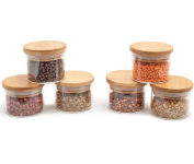 Kit 6 Potes de Vidro 110ml com Tampa de Bambu Hermético Redondo para Tempero – Oikos na Amazon