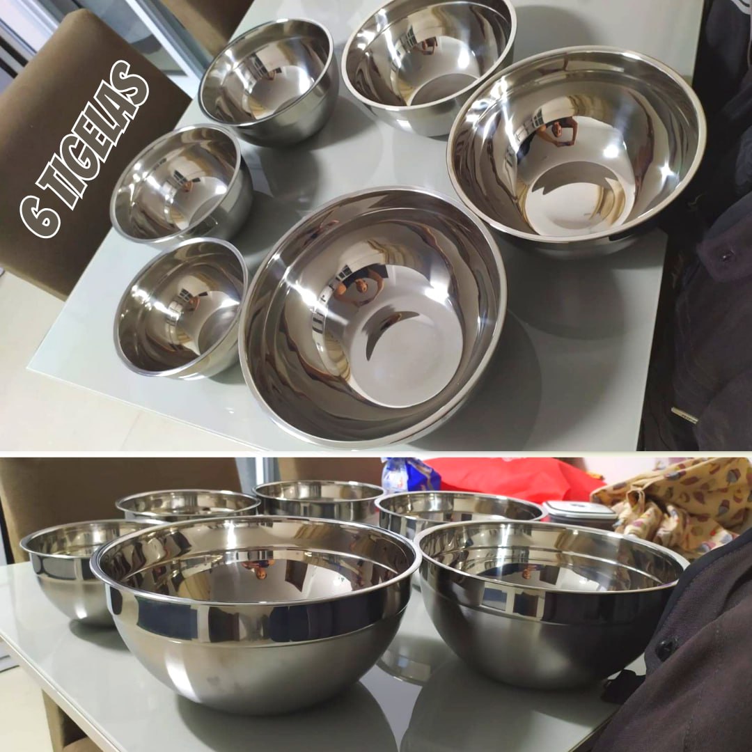 KIT 6 Tigelas Bowl Aço Inox Funda Multiuso Medidora na Amazon