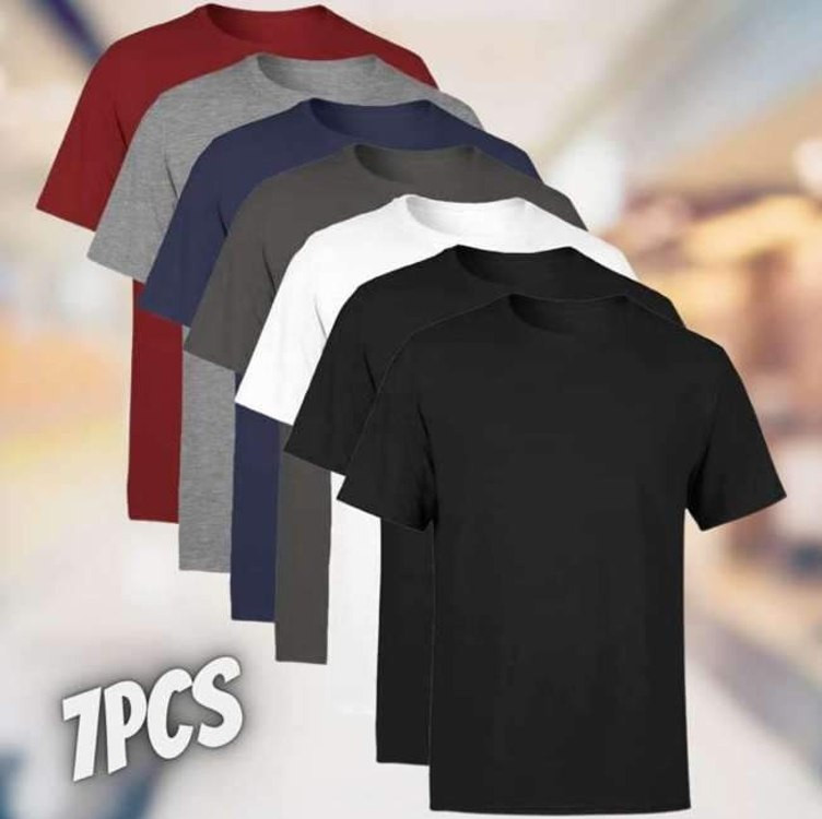 Kit 7 Camisetas Masculina Manga Curta Lisa Algodão Premium na Amazon