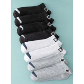 Kit 8 Pares Meias de Tornozelo Bordo Padrão Masculino - Shein na Shein