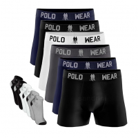 Kit 9 Cuecas Polo Boxer Adulto Masculinas Wear Original + 6 Meias na Amazon