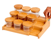 Kit 9 Potes de Vidro Oikos 110ml com Tampa de Bambu Hermético e Rack Organizador na Amazon