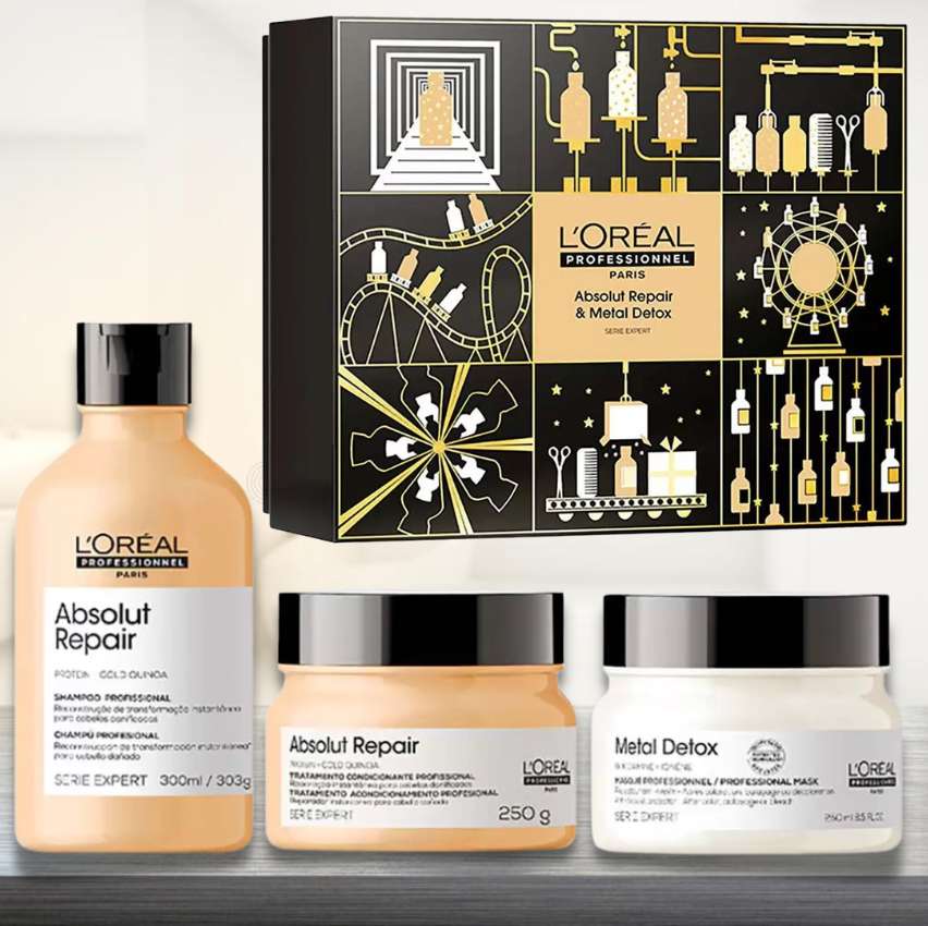 KIT Absolut Repair – Shampoo para reparação de danos 300ml + Máscara de tratamento reparadora 250g + Máscara Metal Detox anti-depósito de metais 250g | L’Oréal Professionnel na Amazon