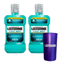 Kit Antissépticos Bucal Listerine Cool Mint Leve 1l + Copo Listerine Metalizado na Magazine Luiza