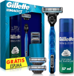 Kit Aparelho De Barbear Gillette Mach3 1 Unidade + Refis Para Barbear Gillette Mach3 3 Unidades + Espuma De Barbear Gillette Sensitive 56g, Gillette na Amazon