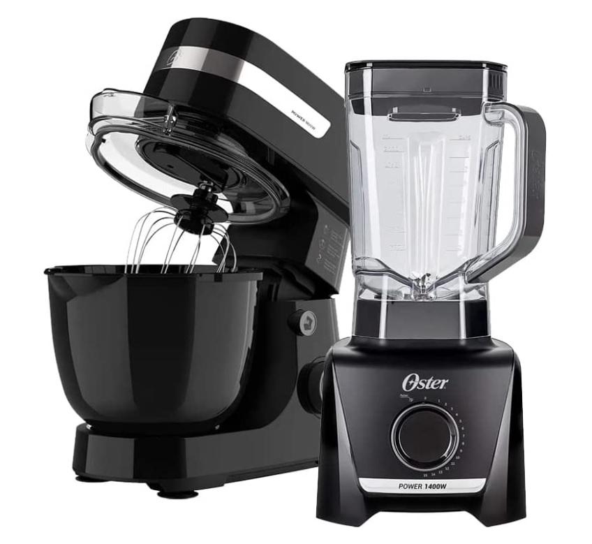 Kit Batedeira Planetária Oster Black e Liquidificador 1400 Full II – 220V na Amazon