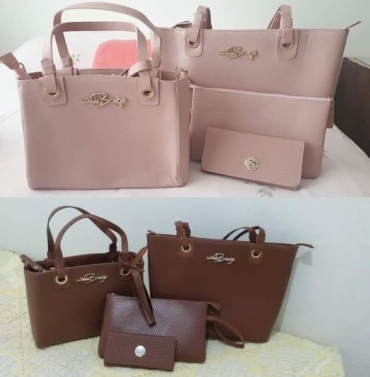 Kit Bolsa Feminina Grande + Baú + Carteira na Amazon